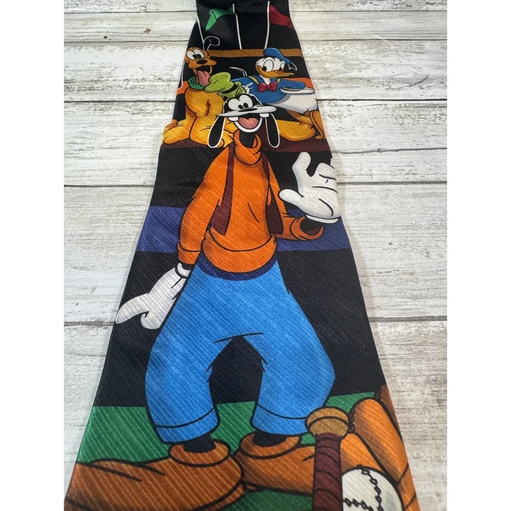 Mickey Unlimited Silk‎ Necktie Disney Baseball Goofy Donald Vintage Retro Tie